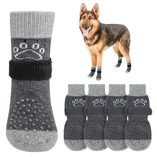 SCENEREAL Hundesocken gegen Lecken von Pfoten für heiße/kalte Gehwege, rutschfest, Hundeschuhe für Hartholzböden, Hundestiefel und Pfotenschutz mit Greifern für kleine, mittelgroße und große ältere von SCENEREAL