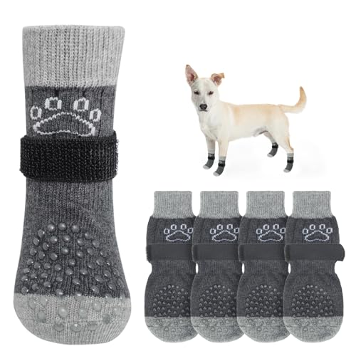 SCENEREAL Hundesocken gegen Lecken von Pfoten für heiße/kalte Gehwege, rutschfest, Hundeschuhe für Hartholzböden, Hundestiefel und Pfotenschutz mit Greifern für kleine, mittelgroße und große ältere von SCENEREAL