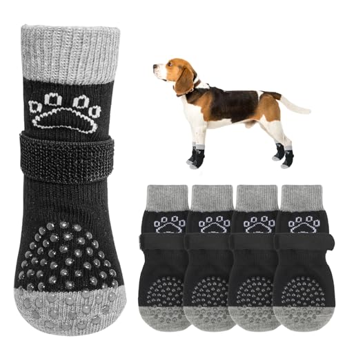 SCENEREAL Hundesocken gegen Lecken von Pfoten für heiße/kalte Gehwege, rutschfest, Hundeschuhe für Hartholzböden, Hundestiefel und Pfotenschutz mit Greifern für kleine, mittelgroße und große ältere von SCENEREAL