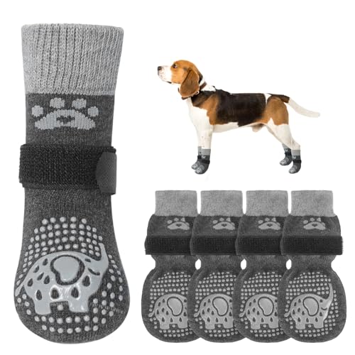 SCENEREAL Hundesocken gegen Lecken von Pfoten für Hartholzböden, rutschfest, rutschfeste Hundestiefel, Schuhe für heiße/kalte Gehwege, Pfotenschutz mit Greifern für kleine, mittelgroße und große von SCENEREAL