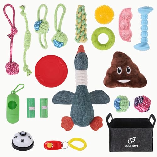 SCENEREAL Hundespielzeug, Großpackung, 20 Stück, quietschendes Kauspielzeug für geschäftige Langeweile, Kauen, Zahnen, Haustier-Plüschpuppen, Seilball, Spielzeug für kleine und mittelgroße Hunde von SCENEREAL