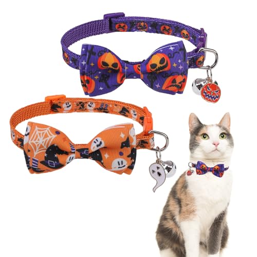 SCENEREAL Katzenhalsband mit Glöckchen, Orange / Violett von SCENEREAL