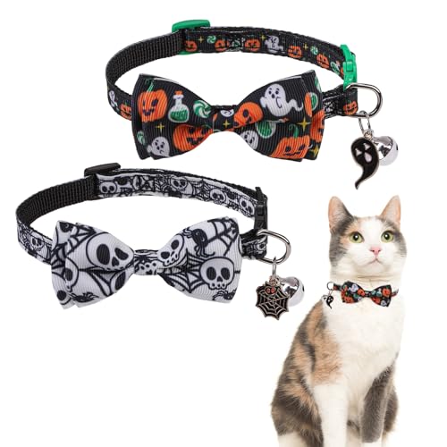 SCENEREAL Katzenhalsband mit Glöckchen, Weiß / Schwarz von SCENEREAL