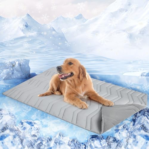 SCENEREAL Kühlmatte für Hundekäfige, dicke, selbstkühlende Hundematte, wendbar (kühl und warm), 150 x 101 cm, extra groß, kühles Bett für Zwingersofa, maschinenwaschbar, langlebiges, ungiftiges Gel, von SCENEREAL