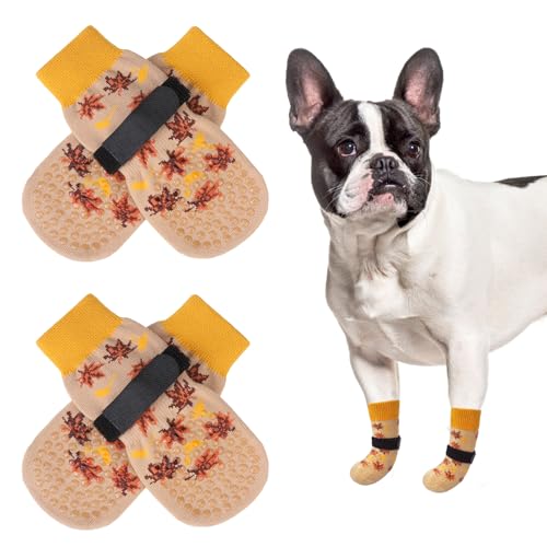 SCENEREAL Rutschfeste Hundesocken für heiße/kalte Gehwege, doppelseitige Hundestiefel und Pfotenschutz, um das Lecken der Pfoten zu verhindern, rutschfeste Anti-Rutsch-Socken für kleine, mittelgroße von SCENEREAL