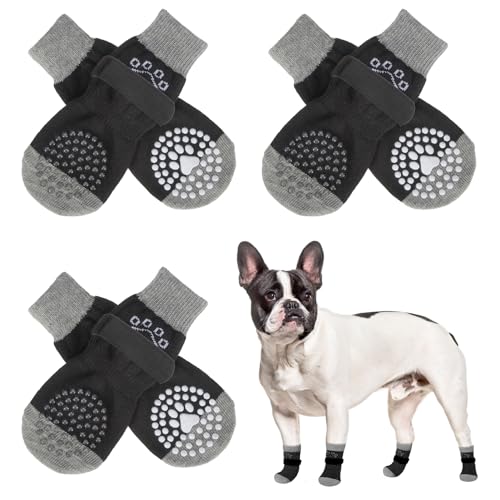 SCENEREAL Rutschfeste Hundesocken gegen Lecken von Pfoten, Hundeschuhe für heiße/kalte Gehwege, Hundeschuhe und Pfotenschutz mit Greifern für Hartholzböden, Hundeschuhe für kleine, mittelgroße und von SCENEREAL