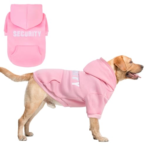 SCENEREAL Sicherheits-Hunde-Kapuzenpullover für große, mittelgroße und kleine Hunde, bestickte Hundekleidung mit Huttaschen und Loch für die Leine, weiches, warmes Fleece, Haustiere, kaltes Wetter, von SCENEREAL