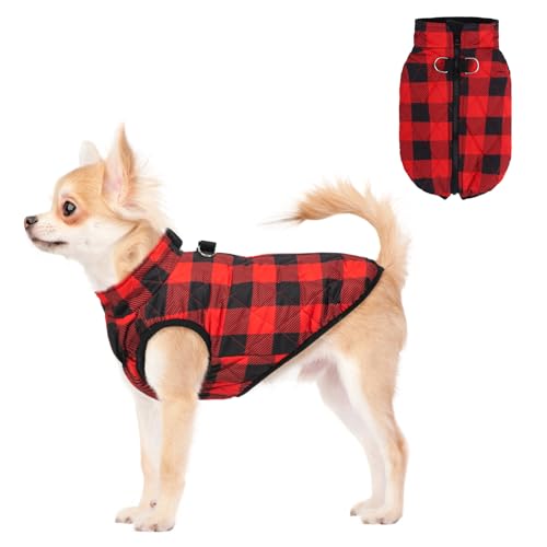 SCENEREAL Warme Hundejacke mit integriertem Geschirr für kleine und mittelgroße Hunde, wasserdichter Hundemantel für kaltes Wetter, mit Reißverschluss, Fleece-Pufferweste, winddichte Schneekleidung von SCENEREAL