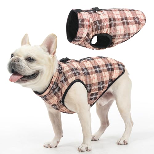 SCENEREAL Warme Hundejacke mit integriertem Geschirr für kleine und mittelgroße Hunde, wasserdichter Hundemantel für kaltes Wetter, mit Reißverschluss, Fleece-Pufferweste, winddichte Schneekleidung von SCENEREAL