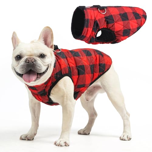 SCENEREAL Warme Hundejacke mit integriertem Geschirr für kleine und mittelgroße Hunde, wasserdichter Hundemantel für kaltes Wetter, mit Reißverschluss, Fleece-Pufferweste, winddichte Schneekleidung von SCENEREAL