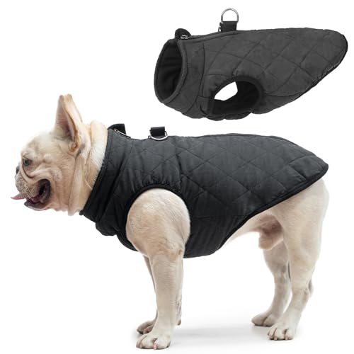 SCENEREAL Winter-Hundeweste mit integriertem Geschirr, warme Hundejacke für kleine und mittelgroße Hunde, kaltes Wetter, Mantel mit Reißverschluss, Fleece-Pufferweste, winddichte Schneekleidung für von SCENEREAL