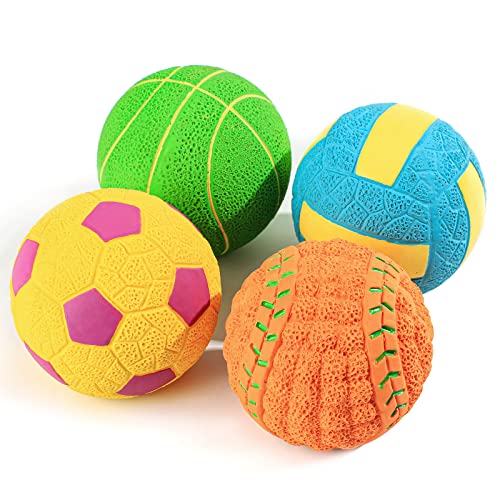 SCHITEC Hundespielzeug, quietschend, interaktives Welpenballspielzeug, 5,1 cm, weiches Latex-Gummi, Apportierspielzeug, Haustierbälle für kleine Rassen, kleine Hunde, Welpen, 4 Stück von SCHITEC