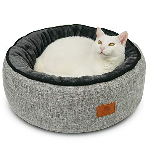 SCHLITZOHR Donut Katzenbett Sissy rund | Ø 50cm | waschbares Premium Bettchen für Katzen & Hunde in edlem grau | gemütlichem Wendekissen von SCHLITZOHR