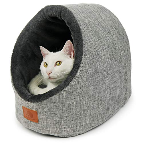 Katzenhöhle Oskar | waschbare Premium Kuschelhöhle für Katzen & Hunde in edlem grau | inklusive extra gemütlichem Wendekissen von SCHLITZOHR