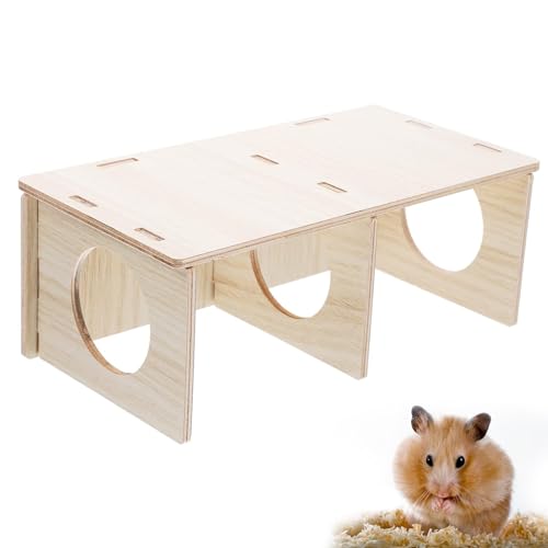 Einteiliges natürliches Hamsterhaus aus Holz, lustiger Hamster-Tunnel, Erkundungsspielzeug, niedlich, nützlich, Hamster-Kammer für Haustiere, Hamster von SCHUIWINNER