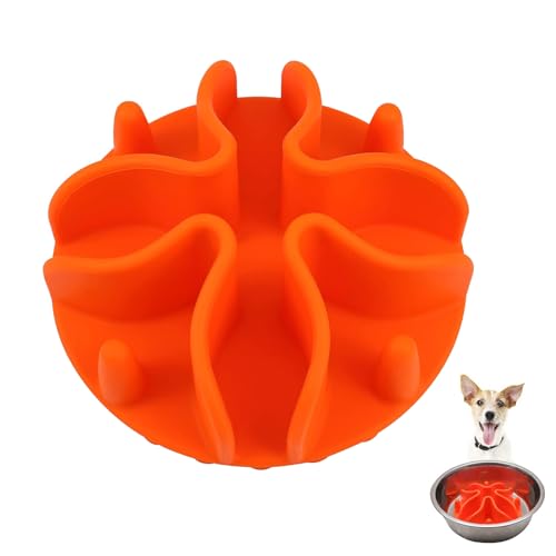 One Piece Silicone Slow Feeder Dog Bowl Insert Stong Suction Cups Silicone Pet Slow Feeder Spiral Dog Bowl Insert for Most Dog Bowl Dog Bowl (Orange) von SCHUIWINNER