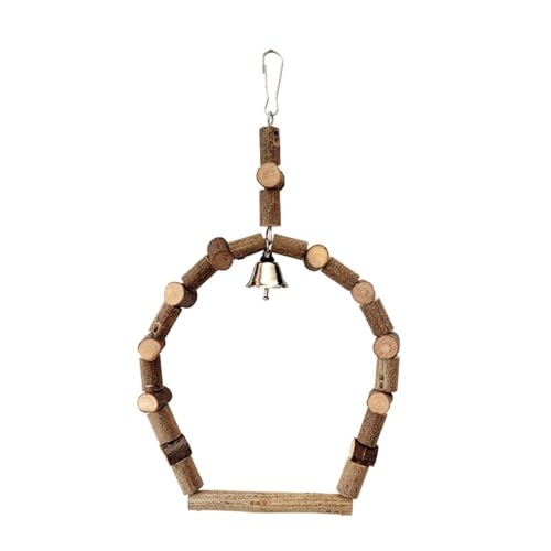 Vogelkäfige aus Holz, Stehsitzstangen, Spielzeug, Vogelkäfig, Kauspielzeug, Schaukel mit Glocken für kleine Vögel, Unterhaltung, Spielzeug, Holzschaukel für Vogel von SCUDGOOD