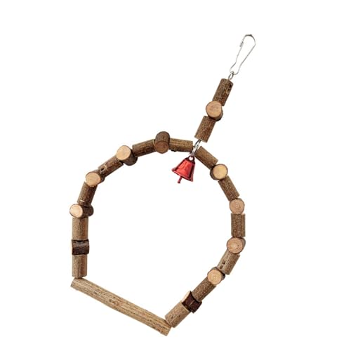 Vogelkäfige aus Holz, Stehsitzstangen, Spielzeug, Vogelkäfig, Kauspielzeug, Schaukel mit Glocken für kleine Vögel, Unterhaltung, Spielzeug, Holzschaukel für Vogel von SCUDGOOD