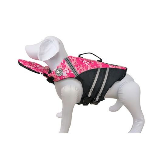 Hundeschwimmweste, Sicherheitsanzug, Schwimmweste, Sommer-Badeanzug für kleine Hunde, große Hunde, Hundezubehör (Rosa, Größe 1, L) von SDFFEA