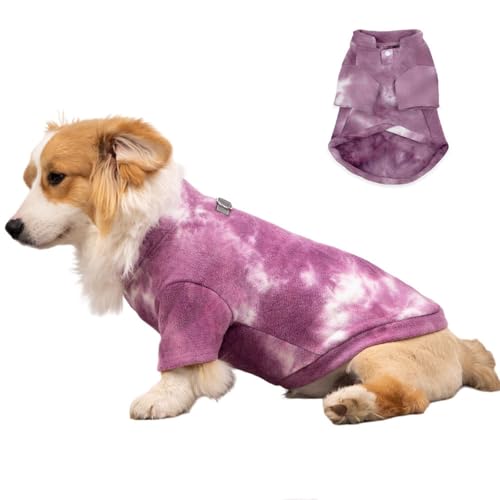 Modische Hunde-Sweatshirt-Jacke mit Batikfärbung, warme Kleidung (lila, Größe XL) von SDFFEA