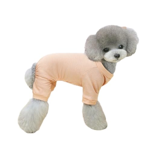 SDLSH Hundebekleidung für Haustiere Sommer-Welpen-Outfits,Hund gestreifter Jumpsuit,kleine Hund Strampler Haustiere liefert Bequemes, leicht zu tragendes Gehen (Color : Pink, Größe : L) von SDLSH