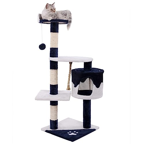 SDYPET Multifunktionaler Katzenbaumturm, großes Klettergerüst, Katzenhaus, Katzenkratzbaum, Katzenbaumbrett, Katzenwohnungsmöbel, Katzenwohnung, Katzenkletterständer (Farbe : Blau) von SDYPET