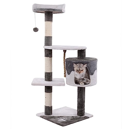 SDYPET Multifunktionaler Katzenbaumturm, großes Klettergerüst, Katzenhaus, Katzenkratzbaum, Katzenbaumbrett, Katzenwohnungsmöbel, Katzenwohnung, Katzenkletterständer (Farbe : Grey) von SDYPET