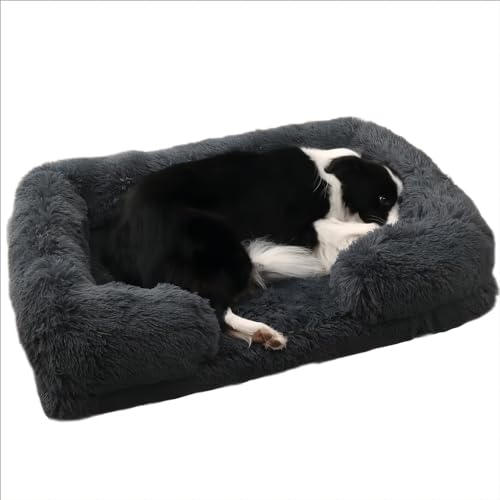 SDYQD Katzensofa Waschbar, Flauschige Hundebetten für kleine Hunde, quadratische Katzenbetten für Indoor-Katzen, beruhigendes Haustierbett, Plüsch, flauschiges Katzenbett, abnehmbare waschbare Betten von SDYQD