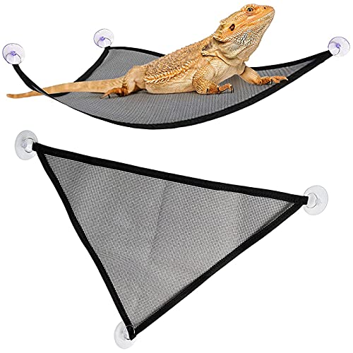 SEABABOO 2pcs Mesh Reptile HäNgematten Liege Reptile HäNgematte Eidechse Bartagamen Geckos Reptilien Eidechse Swing ZubehöR Snake Reptilien-Eidechsen Kleine Klettertier HäNgematte Nylon Schwarz von SEABABOO