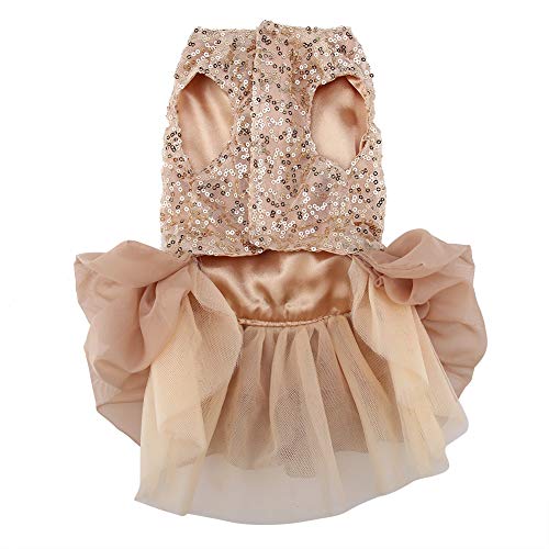 Sommer Haustuch Kleiner Hund, Haustierkleid, Hundekleid Hündchen Hochzeitskleid Rose Gold Hundekleid Kleid Welpe Paillett Prinzessin Bubble Rock Hochzeit Kostüm (S) von SEAFRONT