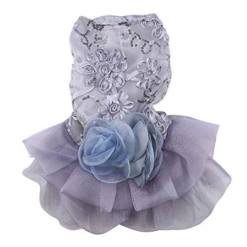 Sommerkleid für Kleine Haustiere, Hundekleid für Hunde, Hochzeitskleid für Hunde, Roségold, Hundekleid, Kleid für Welpen, Pailletten, Prinzessinnen-Blasenrock, Hochzeitskostüm (M) von SEAFRONT