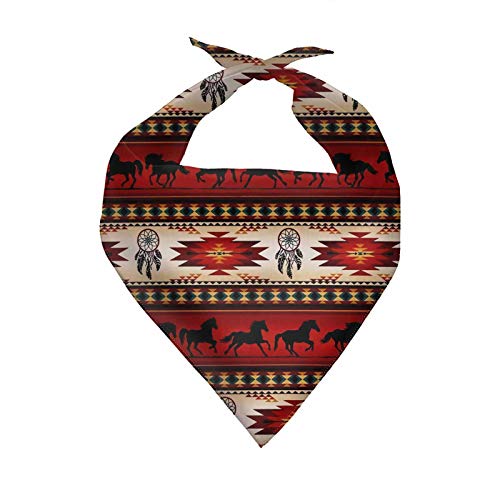 SEANATIVE Afrikanisches Tribal-Hunde-Bandana, Pferd, Traumfänger, bedruckt, Rot, verstellbar, Haustier-Bandanas Taschentuch von SEANATIVE