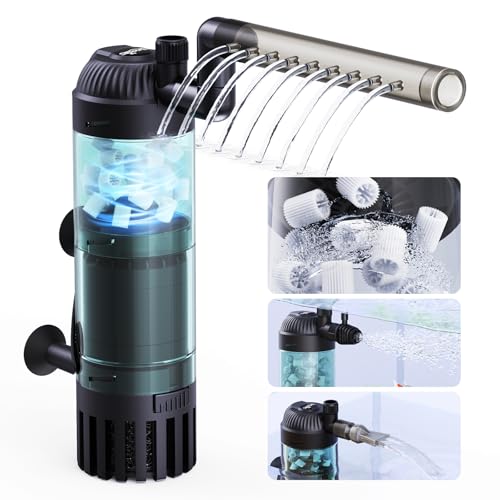 SEAOURA K1 Aquariumfilter für Flüssigkeitsbetten, multifunktional, Grün, saubere Maschine, tauchfähig, ultra-leise mit Belüftungssystem, für 1,8 - 70 Liter, 90 GPH von SEAOURA