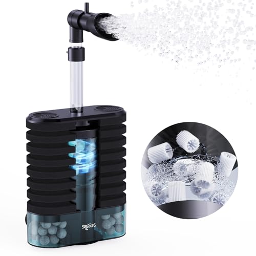 SEAOURA K1 Fließbettfilter, multifunktional, leise, biochemischer Schwammfilter, 3-in-1-Tauchfilter für Aquarien mit Wasserpumpe für Aquarien mit 3 bis 30 Gallonen von SEAOURA