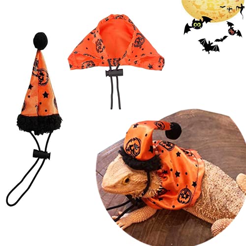 Halloween Thanksgiving Bartdrachen Cute Umhang und Hut Set mit elastischem Kinnriemen Reptilien Halloween Kostüm Party Cosplay Dress Up Foto Requisiten für kleine Tiere von SEAPANHE