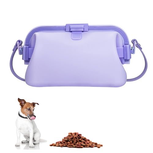 SEATOGEM Futterbeutel Hunde, Tragbare Leckerlibeutel für Hunde, Klappbar Leckerlitasche für Hunde, Snack-Beutel für Haustiere Perfekt für Hundetraining (Lila) von SEATOGEM