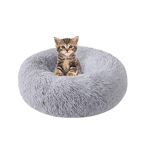 Donut Haustierbett Plüsch-Katzenbett für Indoor-Katzen für kleine, mittelgroße Haustiere, weiches, beruhigendes Schlafbett, flauschiges Hundebett waschbar selbstwärmend Kätzchen von SEDOXX