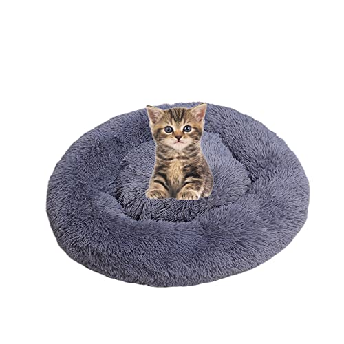 Donut Haustierbett Plüsch-Katzenbett für Indoor-Katzen für kleine, mittelgroße Haustiere, weiches, beruhigendes Schlafbett, flauschiges Hundebett waschbar selbstwärmend Kätzchen von SEDOXX