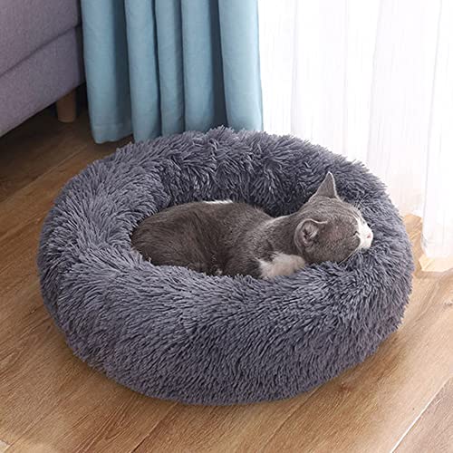 Donut Haustierbett Runde Hundebetten Katzenbett Flauschiges Bett für Indoor Katzen Schlafbett Kätzchen Welpe Plüsch Weich Warm Haustier Nest Kissen Mittlere Große Hunde von SEDOXX