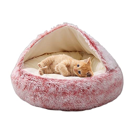 Flauschiges Katzenbett für kleine Haustierhöhle, Katzenhaus, Haustiernest, Katzennestbett, Plüschzelt, Hundebett, Kätzchen, Welpen, 2-in-1-Bett, kuschelig, gemütlich, Haustierkissenbett von SEDOXX