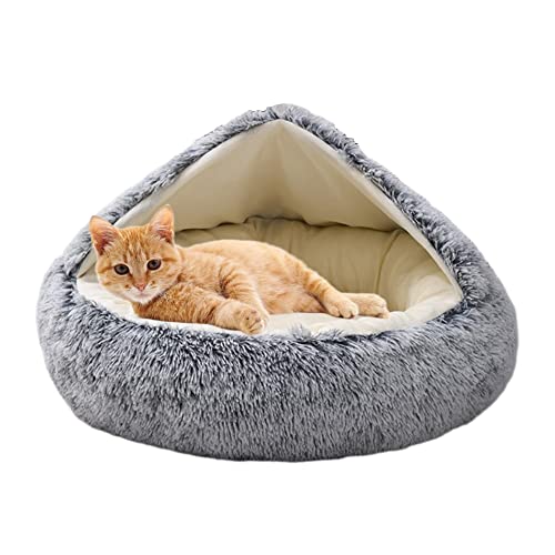 Flauschiges Katzenbett für kleine Haustierhöhle, Katzenhaus, Haustiernest, Katzennestbett, Plüschzelt, Hundebett, Kätzchen, Welpen, 2-in-1-Bett, kuschelig, gemütlich, Haustierkissenbett von SEDOXX