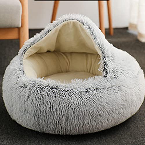 Katzenbett Plüsch-Donut-Haustierbett, gemütliches, beruhigendes Bett, Hundebett für mittelgroße und kleine Katzen mit Decke, warm, kuschelig,Welpen Sofa Haustierschlafbett von SEDOXX