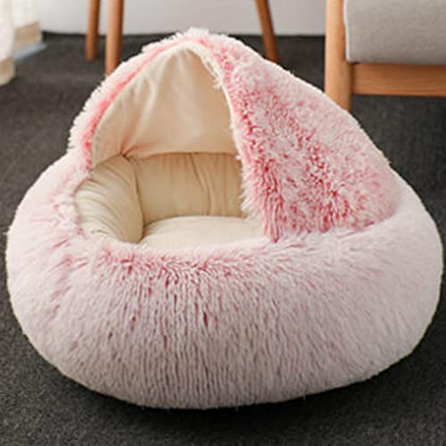 Katzenbett Plüsch-Donut-Haustierbett, gemütliches, beruhigendes Bett, Hundebett für mittelgroße und kleine Katzen mit Decke, warm, kuschelig,Welpen Sofa Haustierschlafbett von SEDOXX