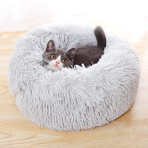 Plüsch-Haustierbett für kleine Hunde, rundes Donut-Katzenbett für kleine Katzen, weiches Welpen-Sofa, flauschiges Kätzchenbett, warmes Haustierkissen, beruhigendes Bett, Schlafbett von SEDOXX