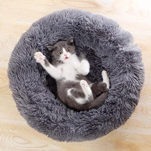 Plüsch-Haustierbett für kleine Hunde, rundes Donut-Katzenbett für kleine Katzen, weiches Welpen-Sofa, flauschiges Kätzchenbett, warmes Haustierkissen, beruhigendes Bett, Schlafbett von SEDOXX