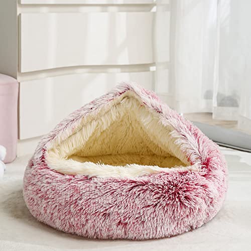 SEDOXX Donut-Höhle Katzenbett Katzensofa Bett Haustier beruhigendes Haus Plüsch Kuschelsack Decke rund Katzen-Hundebett für drinnen Katzen Kätzchen Welpen Haustier Kissenbett, Plüsch, 40 cm, Rosa von SEDOXX