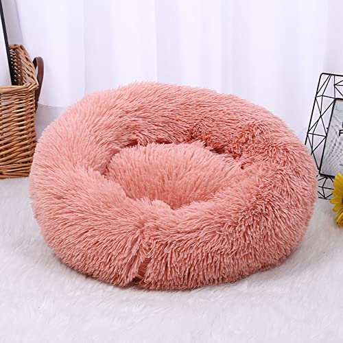 SEDOXX Flauschiges Katzenbett für drinnen und draußen, Donut-Hundebett, warmes Schlafbett, beruhigendes Kätzchenbetten, rundes Welpenkissen, weich, waschbar, kuschelig, weiches Nest, 130 cm, Rosa von SEDOXX