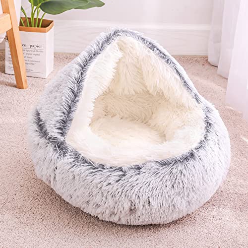 SEDOXX Haustierbett Katzenschlafbett Klein Katzenbett Katzennest Katzenbett Beruhigende Betten Hundebett Haustierhöhle Bequemes rundes Haustierkissen Schlaf Ruhe Pad für Welpen Kitty Haus, 40 cm, Grau von SEDOXX