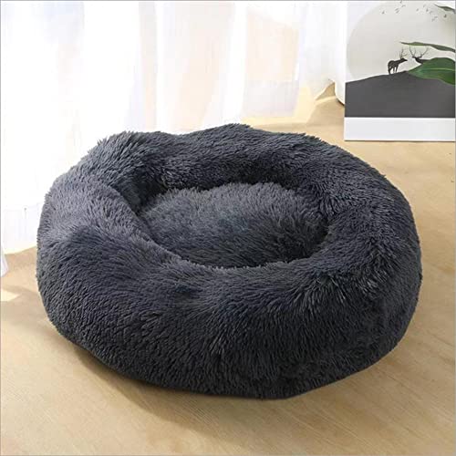 SEDOXX Katzenbett Kleines Haustierbett Plüsch Katzennest Bett Warm Schlafen Rundes Donut Hundebett Welpensofa für Indoor Katzen Mittel Flauschiges Kissen Verbesserter Schlaf Weich, 130 cm, Dunkelgrau von SEDOXX