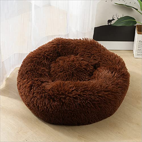 SEDOXX Katzenbett Kleines Haustierbett Plüsch Katzennest Bett Warm Schlafen Rundes Donut Hundebett Welpensofa für Indoor Katzen Mittel Flauschiges Kissen Verbesserter Schlaf Weich, 130 cm, Braun von SEDOXX